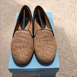 ANTONIO MELANI Spotted Tan and Black Loafers